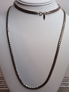 Direction One Silver-Tone Domed Herringbone Chain Necklace 36" Long